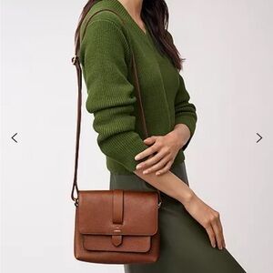 Fossil Brown Kinley Leather Crossbody Bag